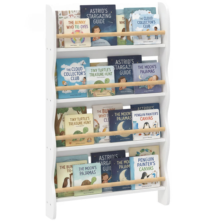 AIYAPLAY Bücherregal Kinder Wandregal mit Kippschutz 60 x 10 x 98 cm Weiss