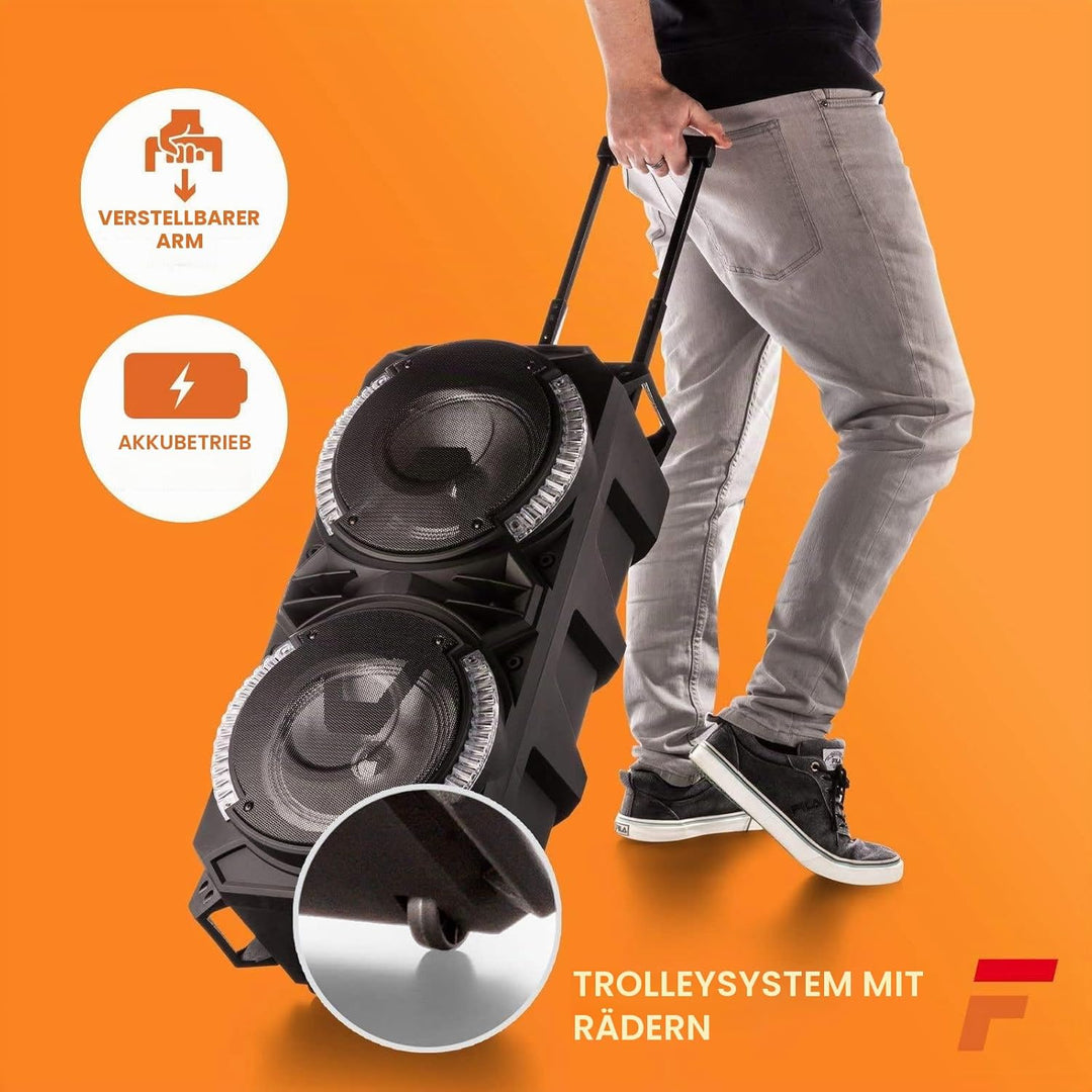 Fenton LIVE280 - Karaoke Anlage - LED Partybox Bluetooth, Musikbox Gross, Akku Integriert, 900 Watt