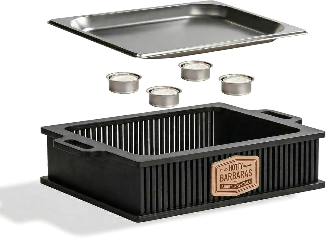 HOTTY Legacy Warmhalteplatte fürs Grillen – BBQ-Design Speisenwärmer mit personalisierbarem Batch –