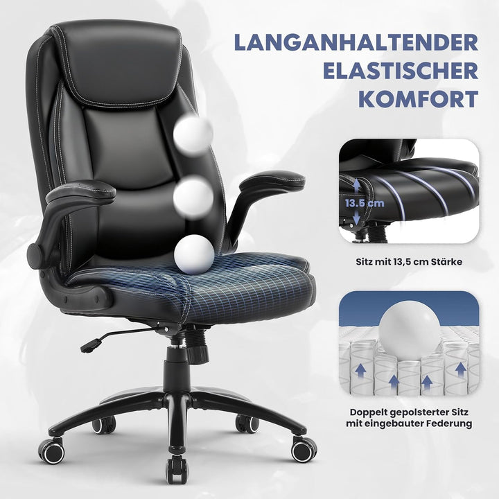 COLAMY Bürostuhl Ergonomisch, Ergonomischer Büro 360° Drehstuhl für Office, Chefsessel Stuhl mit Hoc