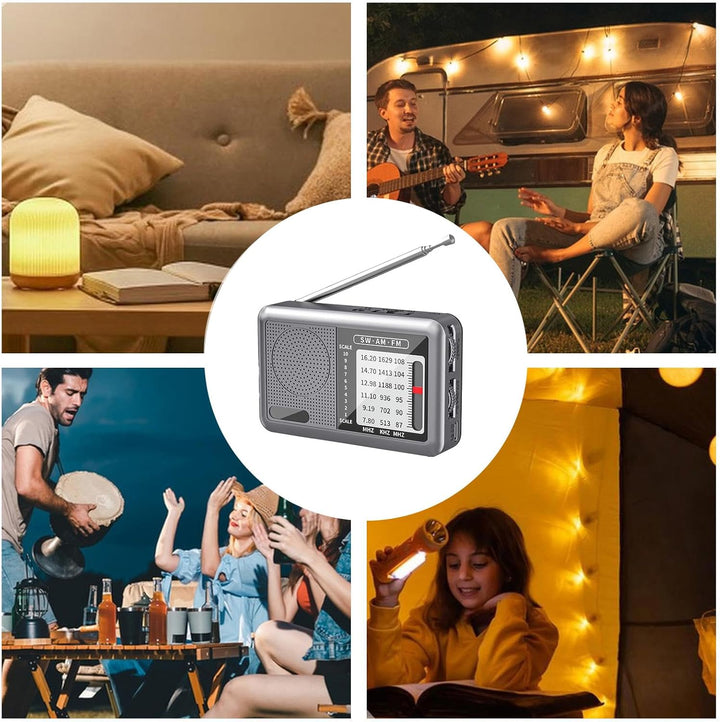AM FM Radio Tragbar, Batteriebetriebenes Radio Mit Kopfhöreranschluss, Wiederaufladbarer Akku &amp; Kurz