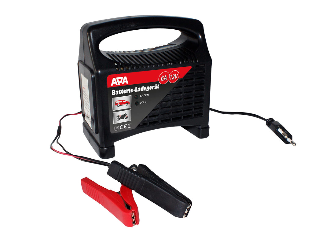 APA 16625 Batterie-Ladegerät, für Bleibatterien, 2-stufig, automatische Sicherung, 12V, 6A