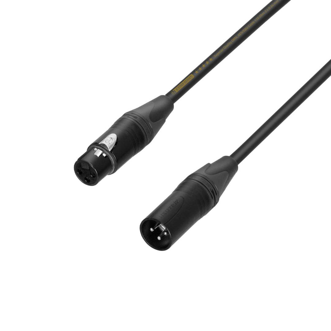 Adam Hall Cables 5 STAR DMF 0150 - DMX Kabel, Neutrik 3-Pol XLR female auf 3-Pol XLR male, schwarz,