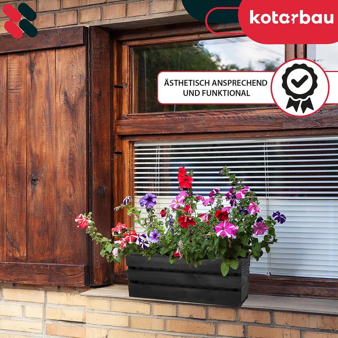 KOTARBAU® Blumenkasten für Balkon, Balkonkasten mit Kunststoffeinsatz 40 x 18 x 15 cm 1 Stück Anthra