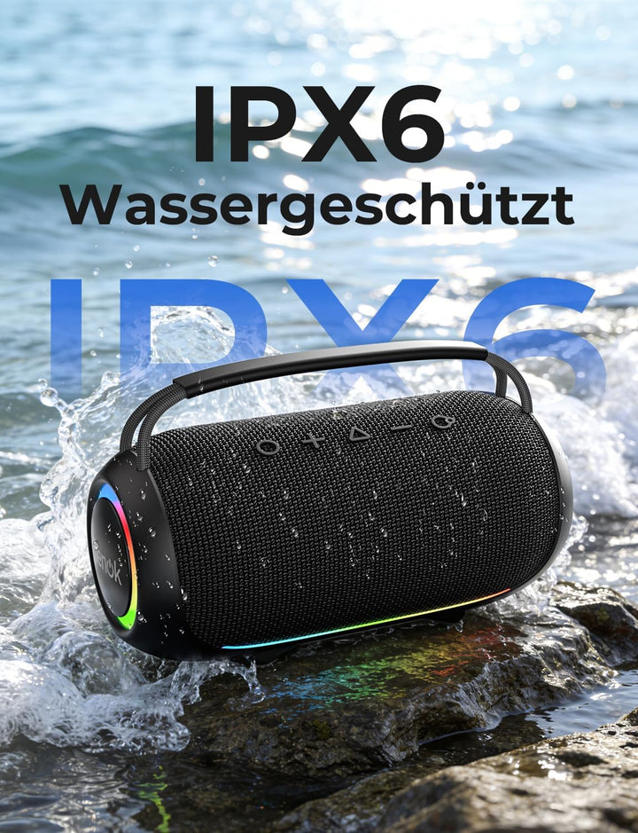 RIENOK Bluetooth Lautsprecher gross,Musikbox 80W, 30 Std. Laufzeit,IPX6 Lautsprecher, Bluetooth Box
