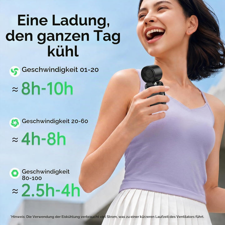 MERTTURM Tragbarer Handventilator Mit Eiskühlung auf 16℃, 100 Stufen und 9.9m/s Starkem Luftstrom, 3