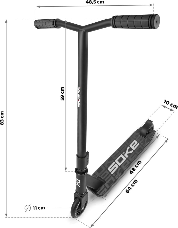 SOKE Stunt Scooter GO! Kick-Scooter mit ABEC 9 Kugellager Tretroller Trick Roller für Erwachsene und