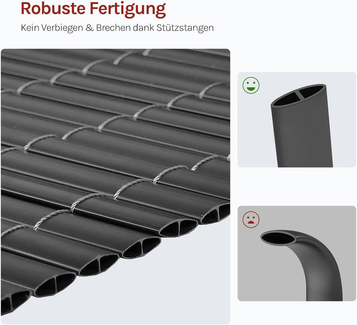 WOLTU PVC Sichtschutzmatte 500x90cm, Wetterfester Sichtschutzzaun UV-beständig für Optimale Privatsp