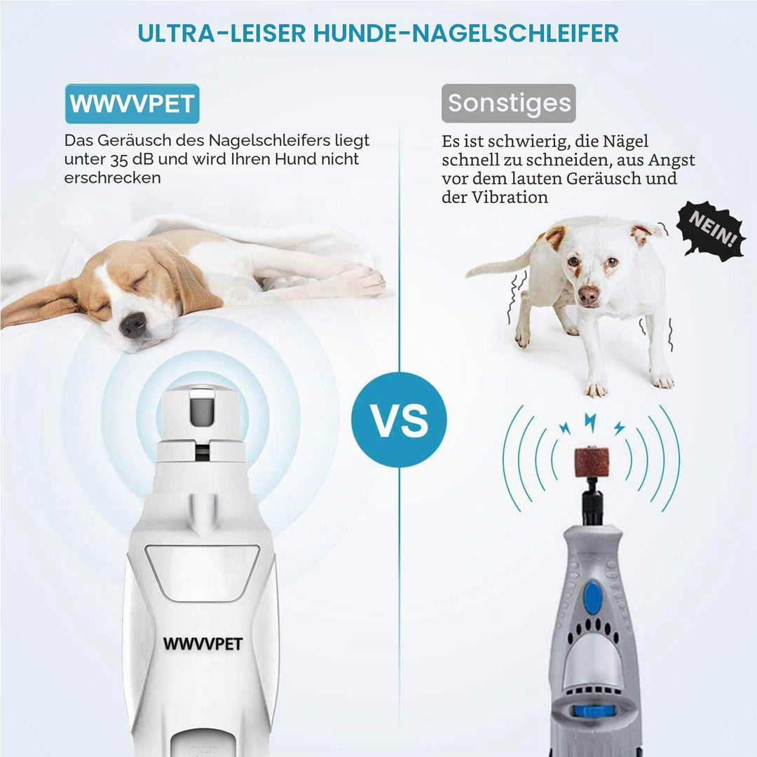 WWVVPET Krallenschleifer für Hunde Katzen mit Licht und 2 Rädern Weiss mit LED -Licht, Weiss mit LED
