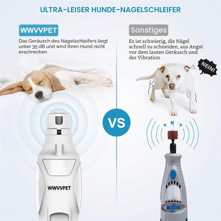 WWVVPET Krallenschleifer für Hunde Katzen mit Licht und 2 Rädern Weiss mit LED -Licht, Weiss mit LED