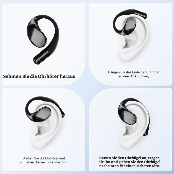 Kabellose Bluetooth-Sport-Ohrhörer mit Bluetooth 5.4-Technologie, Offenes Ohrbügel-Design, Kraftvoll