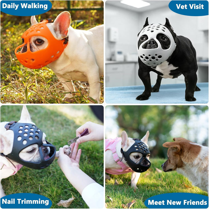 Maulkorb für Hunde mit kurzer Schnauze, weiches Silikon, flach, für Französische Bulldogge, Shih Tzu