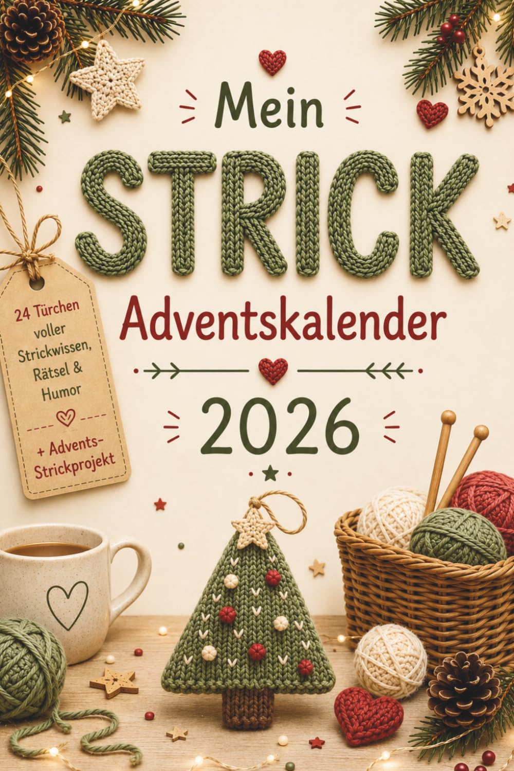 Mein Strick-Adventskalender: Das Adventskalenderbuch mit 24 Türchen voller Strickwissen, Rätsel, Hum