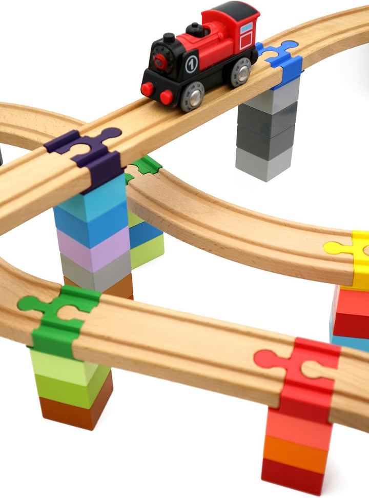 missing piece - Duplo-Adapter für Holzeisenbahnen (12 Stück) (Regenbogen), Regenbogen