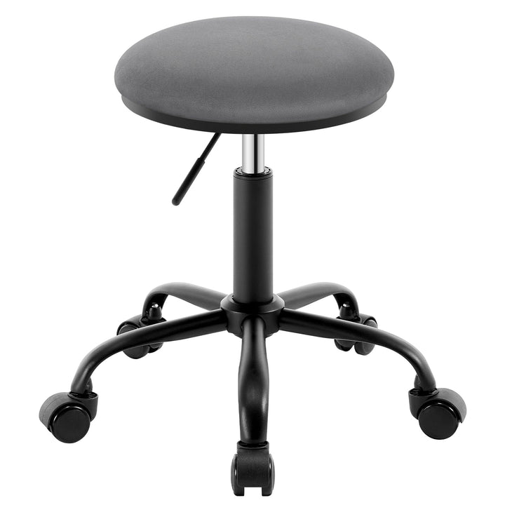 EUGAD Rollhocker Höhenverstellbar, Runder Hocker, Samt, Dunkelgrau | Drehhocker mit Rollen, 360° dre