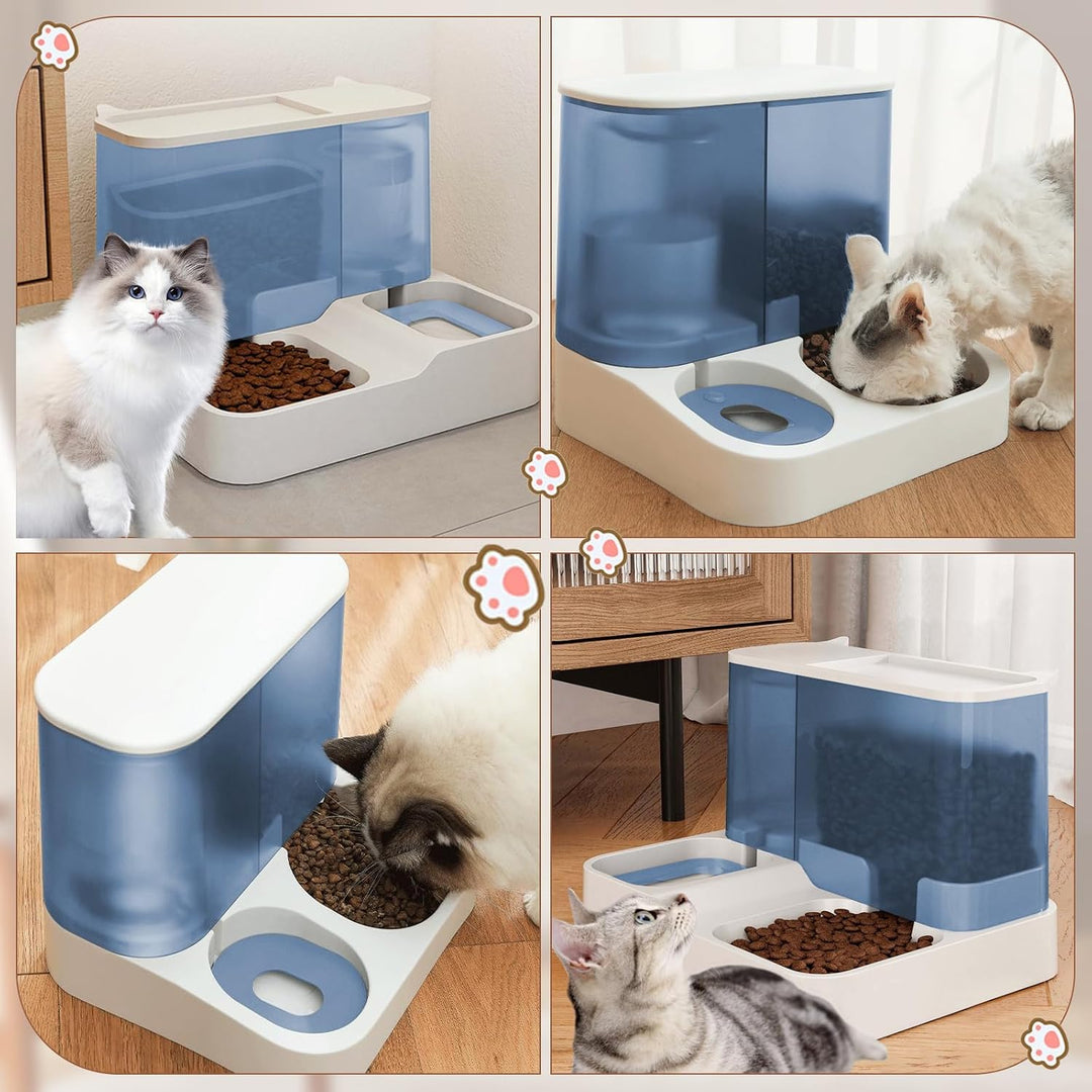 Futterautomat Katze Set, 3.8L 2-in-1 Automatischer Gravity Katzen Hund futterautomaten Wasserspender