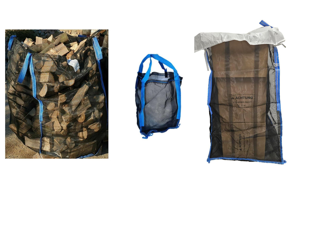 Woodbag Holz Big Bag Netzgewebe geschlossener Boden 45x45x60 cm I 80x80x80 cm I 100x100x100/120/140/