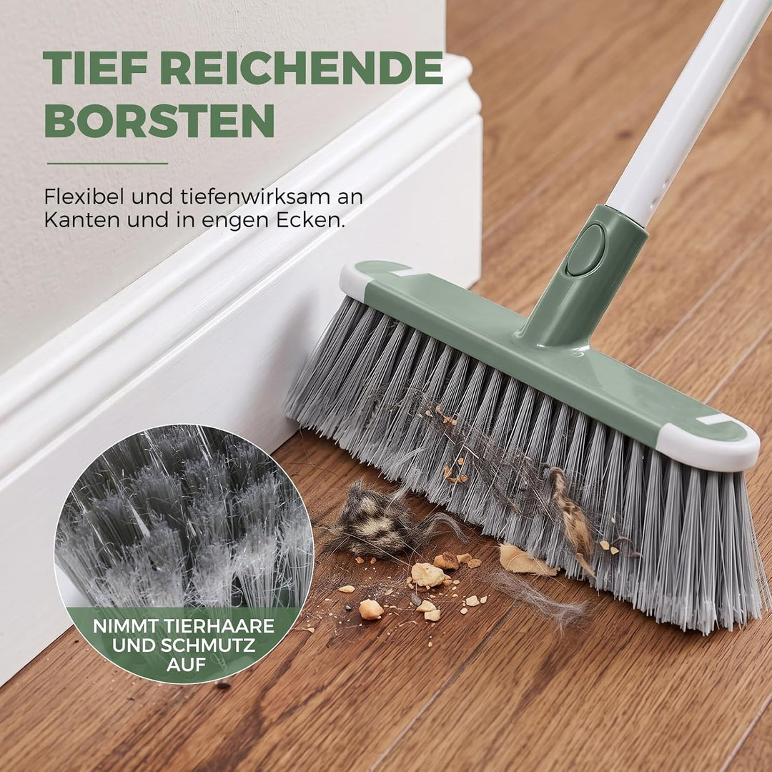 DEANIC 4-in-1 Mop Besen Bürste mit Halter Wandmontage Set