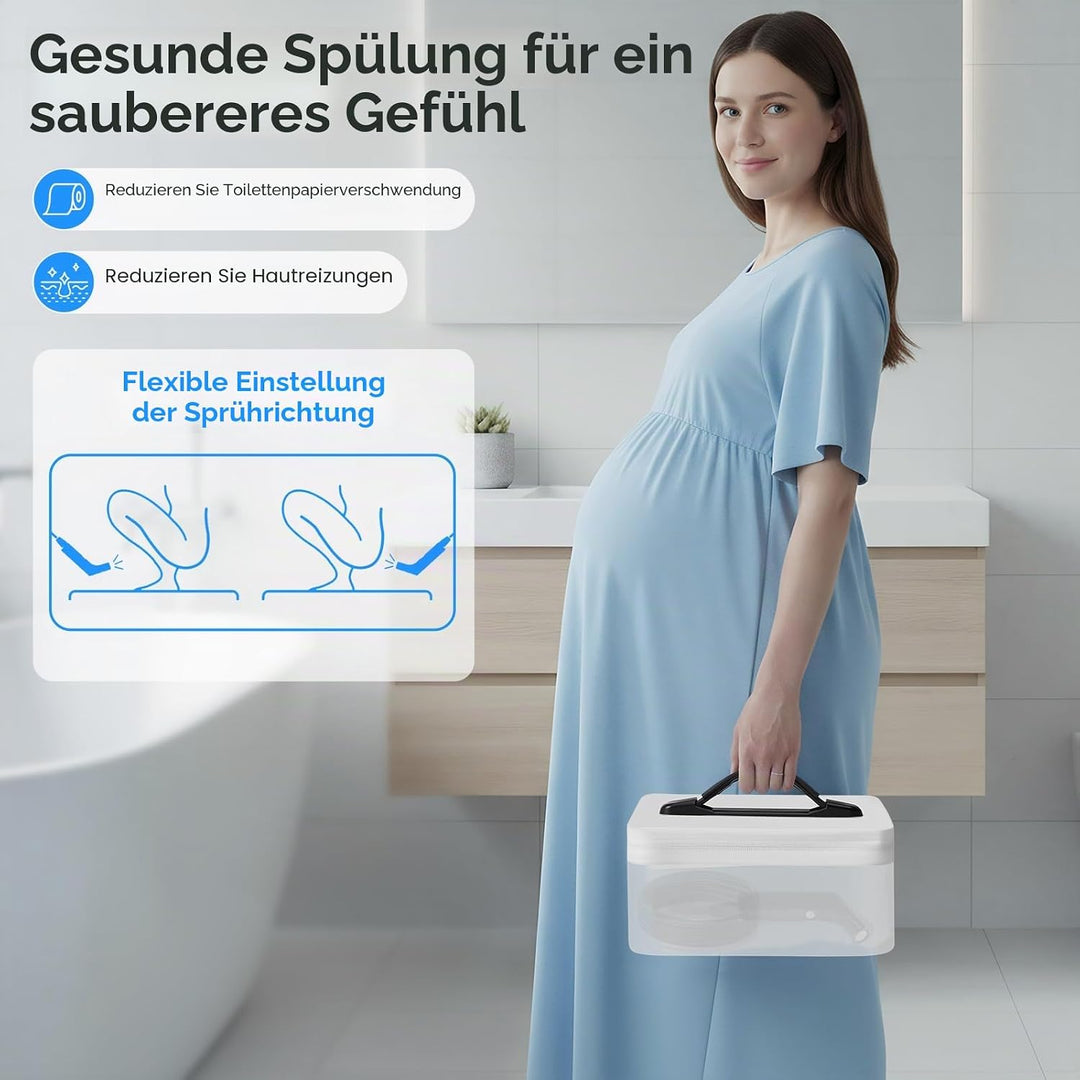 Elektrisches Reise Bidet 2.3L, Electric Bidet Mobiles Portable Bidet mit 1.2M Schlauch, Tragbar für