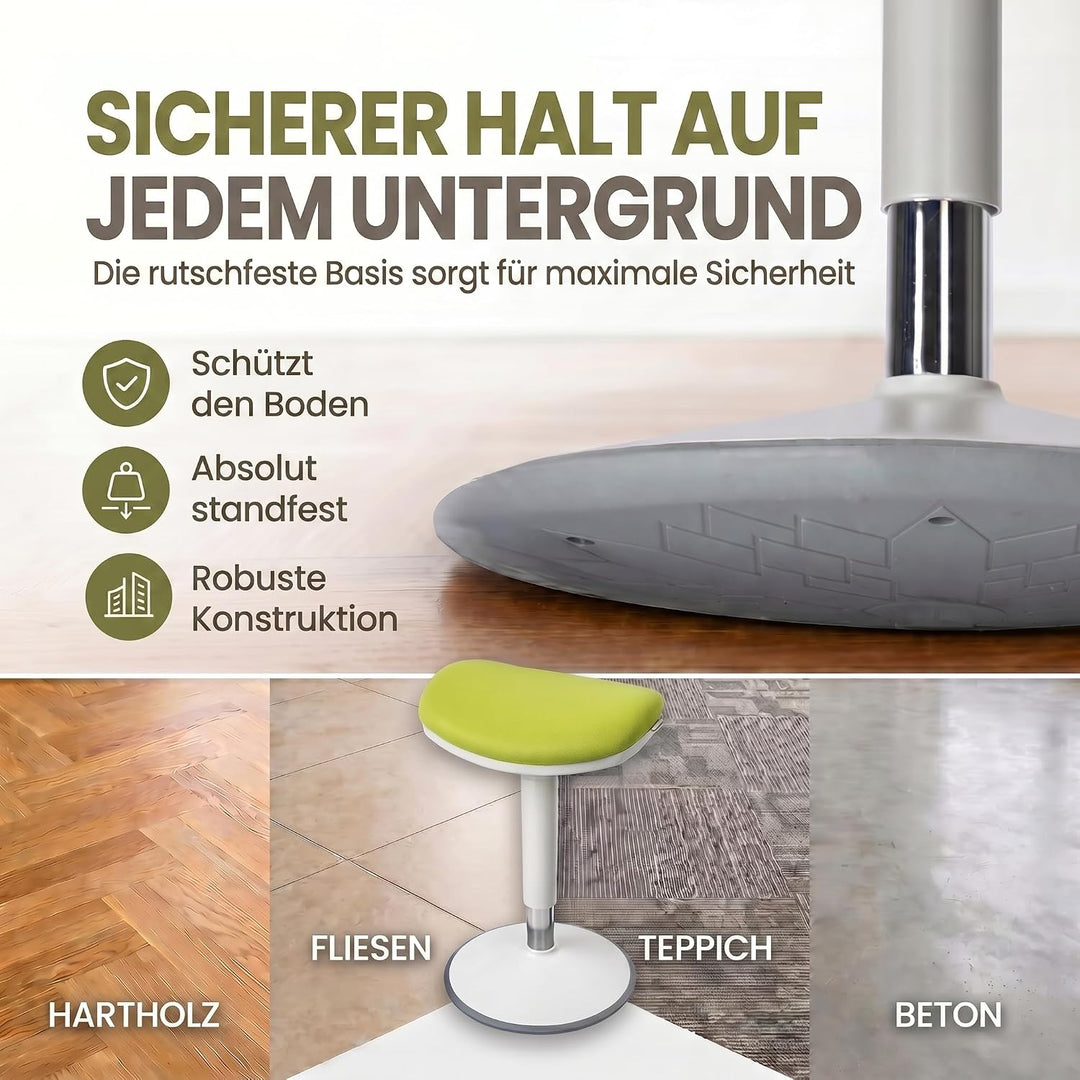 Stehhocker höhenverstellbar, 52-65cm Homeoffice Wackelhocker Grün Medium, Grün Medium