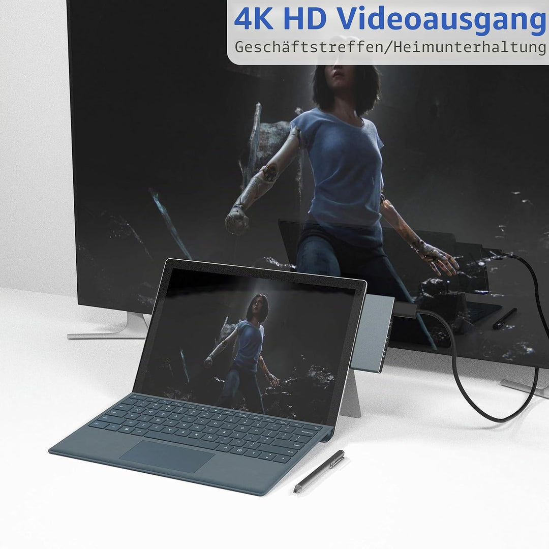 Cateck Microsoft Surface Pro USB Hub Docking Station, Aluminium Surface Pro 4/5/6 USB 3.0 Hub Adapte