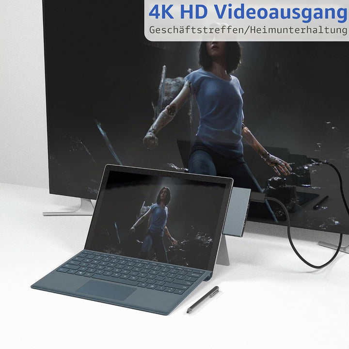 Cateck Microsoft Surface Pro USB Hub Docking Station, Aluminium Surface Pro 4/5/6 USB 3.0 Hub Adapte