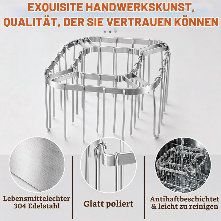 Faltbarer Airfryer Spiesshalter mit 28 Edelstahl Spiessen, Vertikales Heissluftfritteuse Grillrost a