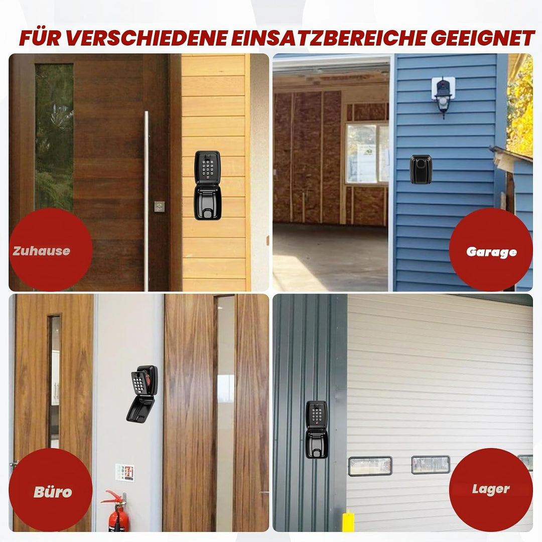 GIBOHOM Schlüsseltresor mit Zahlencode, Schlüsselsafe Wandmontage Aussen mit 12 Stellig, Schlüsselka