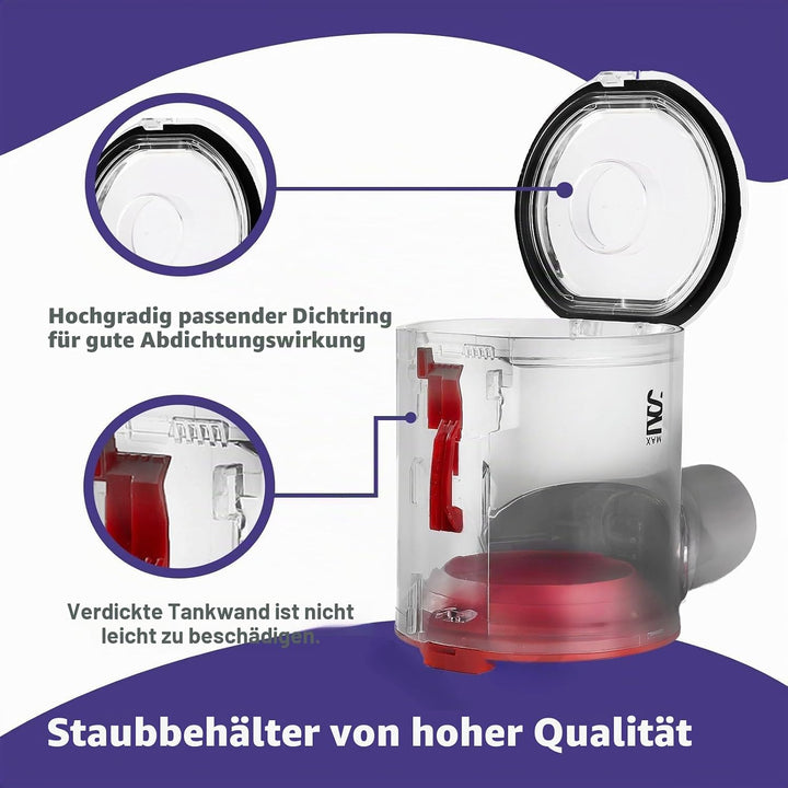 Aufgewerteter Staubbehälter kompatibel mit Dyson V7 V8 SV10 SV11 Staubsauger Transparenter Behälter