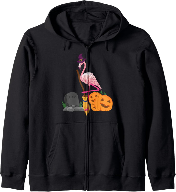Flamingo-Hexenreitbesen - lustiger Kürbis Kapuzenjacke