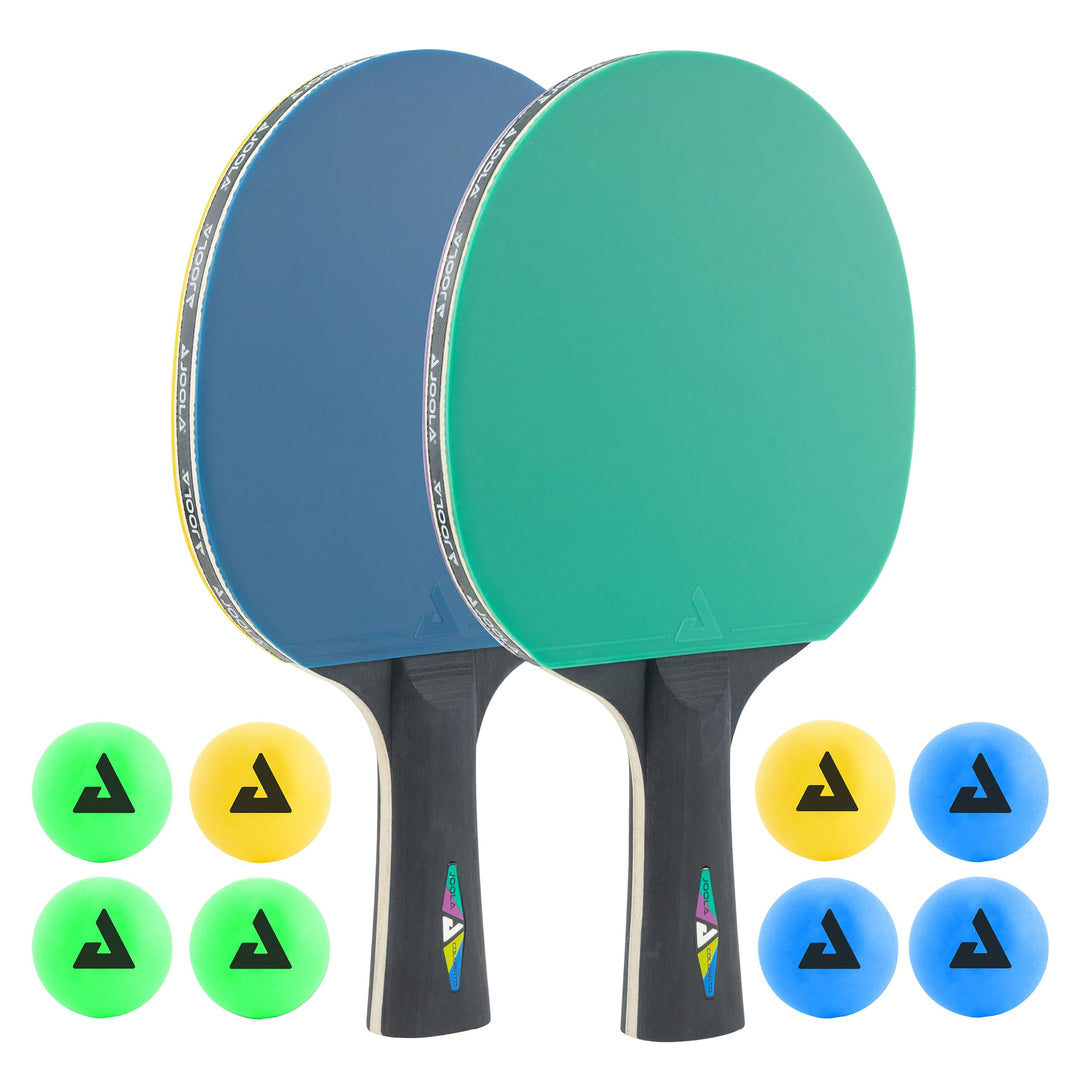 JOOLA Tischtennisschlaeger Set Bestehend aus 2 Tischtennisschläger + 8 Tischtennisbälle - Ideal für
