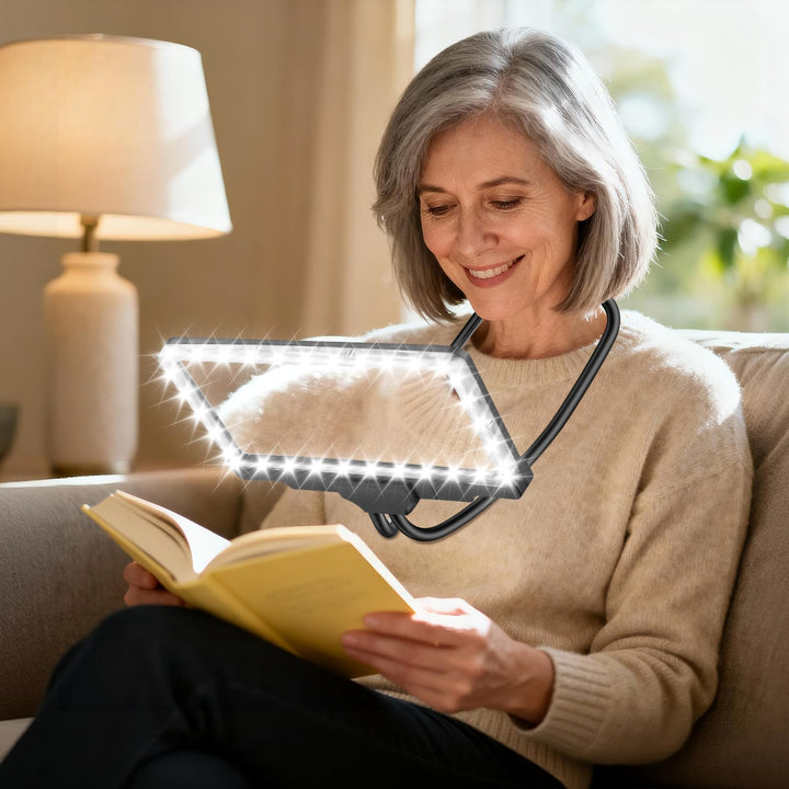 NZQXJXZ 5X Hands Free Lupe mit Licht hängenden Hals, 36 LED Flexible Schwanenhals Full Page Vergröss