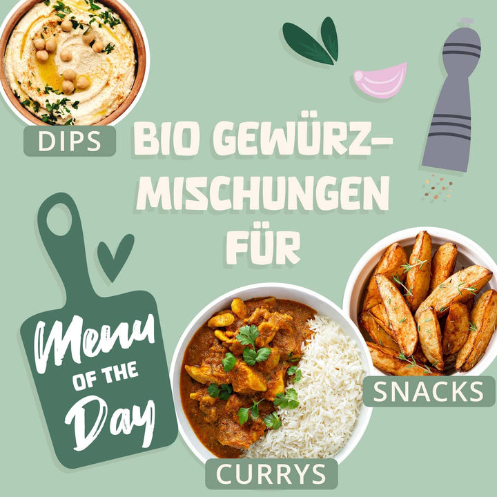 BIO Gewürz Adventskalender Würzige Weihnachten | 24 Feinschmecker Gewürzmischungen mit Rezepten | Bi