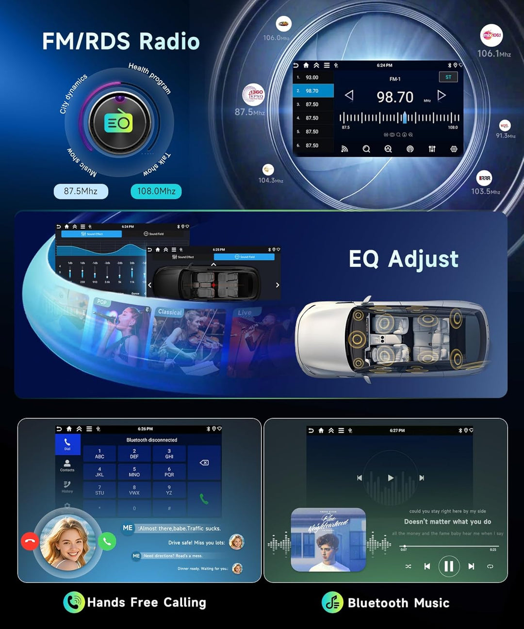 4G+64G Rimoody Android Autoradio für Toyota RAV4 2007-2012 9 Zoll HD Autoradio RAV4 mit Wireless Car