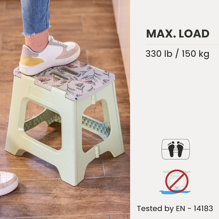 Vigar Kompakte Tritthocker Klappbar für Erwachsene, 32 cm, Klapphocker Faltbar 150 kg rutschfest, Le