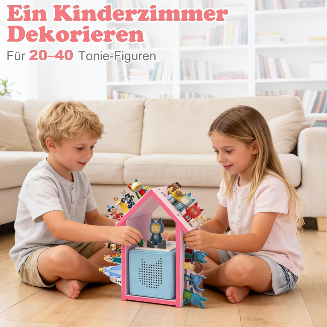 Taladad Regal kompatibel für Tonie Box 2/1,Tonie Figuren Regal, für Tonies und Toniebox Rosa, Rosa