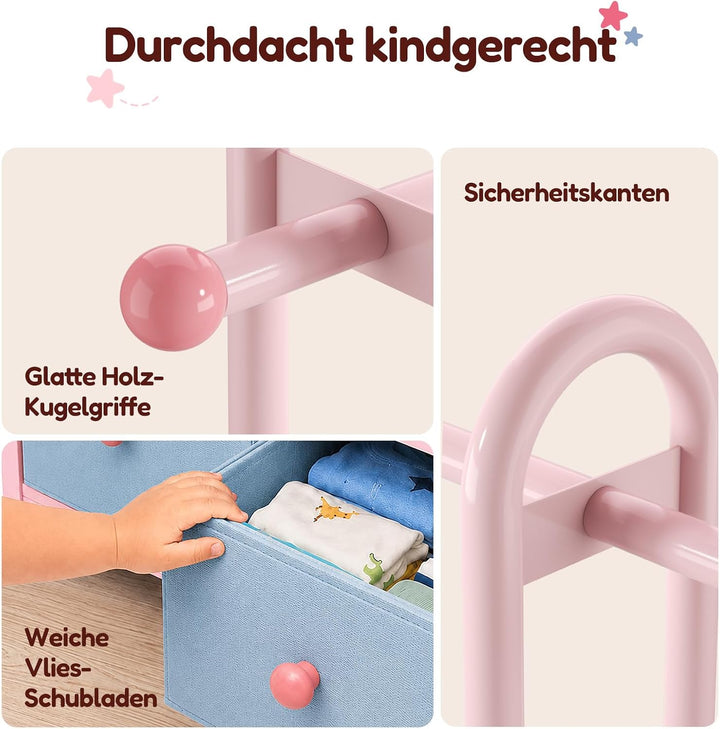HOKEEPER Kinder Kleiderständer 80x33x120cm 200kg 3 Farben Rosa, Rosa