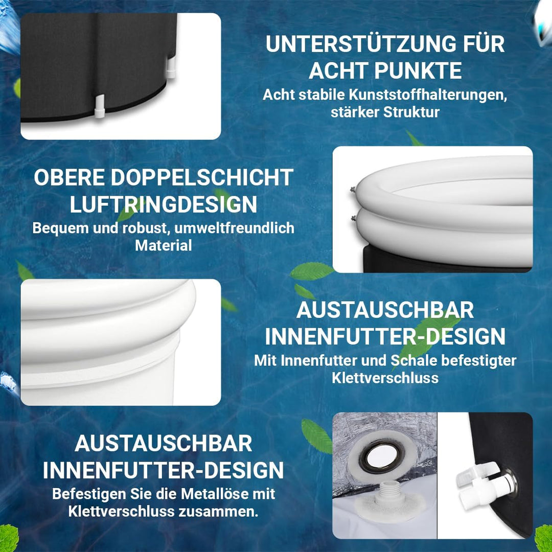 Fleau Home Eisbad XXL PRO - Sitzbad mit Deckel &amp; Pumpe - Einzigartiges Isoliermodell - Doppelsitzkis