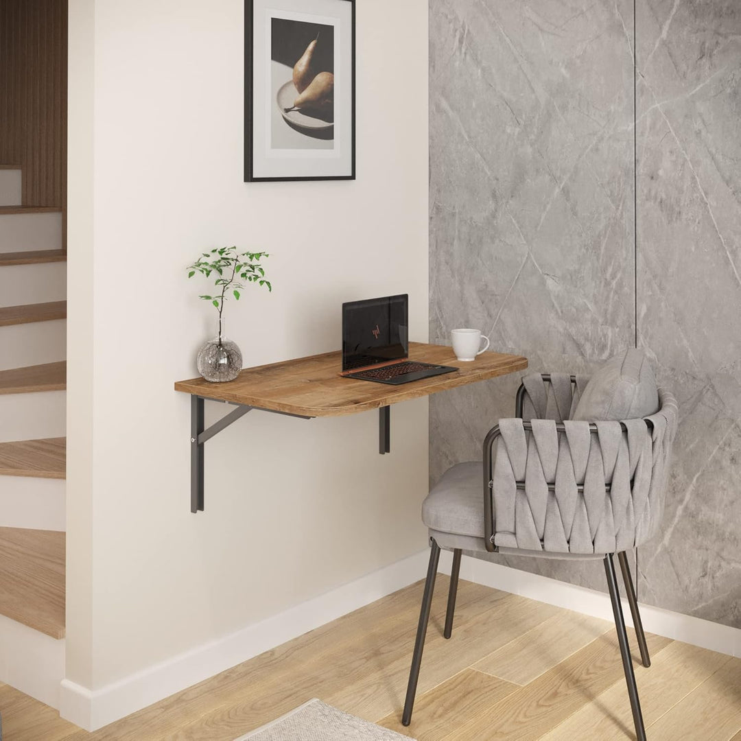 AKKE Klapptisch Wandklapptisch Esstisch - Klappbar Faltbar Platzsparend - Abgerundete Ecken - 90cm x