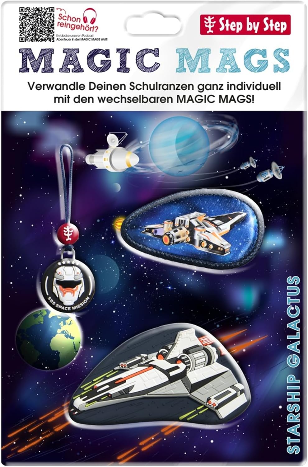 Step by Step Magic Mags „Starship Galactus“, 3-teilig, 2 Magnet-Applikationen und 1 Anhänger, Raumsc