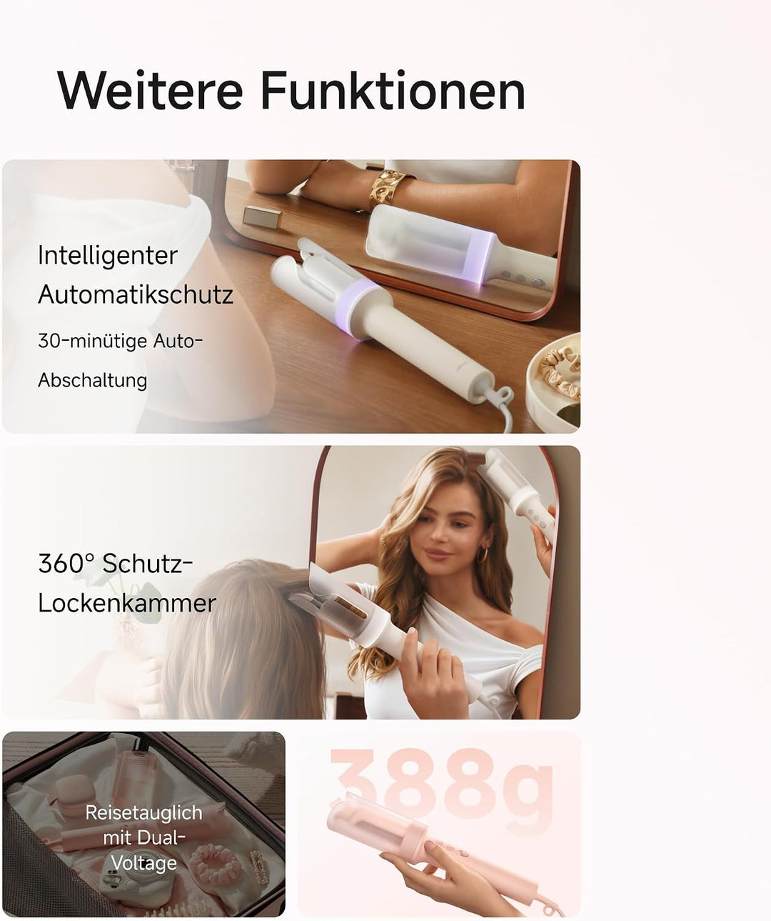 Laifen AutoCurl Lockenstab, Automatischer Lockenstyler, 32 mm, Weiss, Weiss