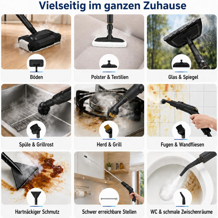 Dampfreiniger Handgerät &amp; Dampfmopp, 1,6 L, 3 Dampfstufen