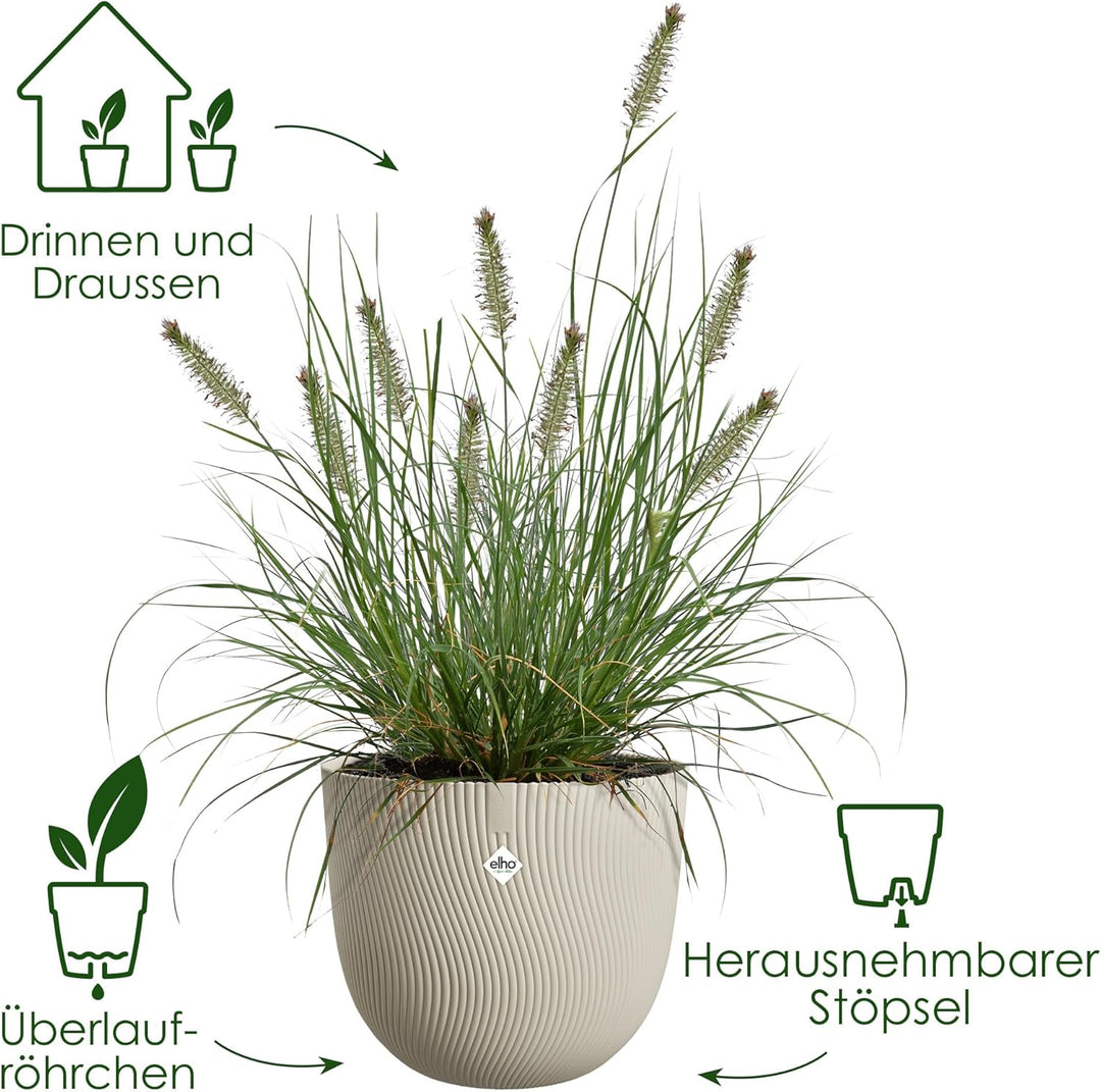elho Sereh Rund 40 - Blumentopf für Innen und Aussen - 100% recyceltes Plastik - Ø 39.0 x H 33.3 cm