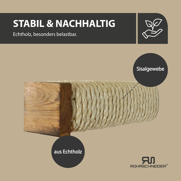 Rohrschneider Katzentreppe für Katzenwand | Kletterwand Katzen Holz GEFLAMMT | Wandelemente | Kratzs