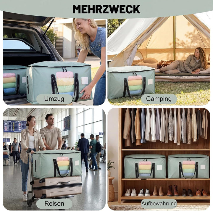 Dntorx 6 Stück 90L Aufbewahrungstasche mit Sichtfenster &amp; Deckel, Grün Hellgrün 90L(6-Pack), Hellgrü