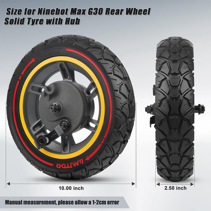 für Ninebot MAX G30 Vorderrad Komplettrad mit 60/70-6.5 Reifen Vollgummi, All-in-One 10x2.50-6.5 Vol