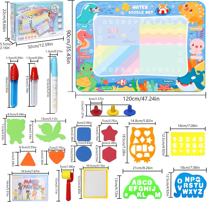 LEcylankEr Wasser Doodle Matte 120x90cm, Gross Aqua Doodle Wassermalmatte XXL, Magic Doodle Malmatte