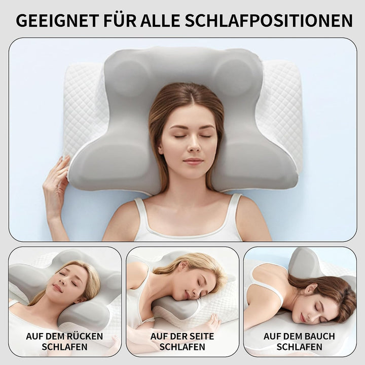 Ergonomisches Memory Foam Nackenkissen – Orthopädisches Kopfkissen mit Abnehmbarem Bezug, Perfekt fü