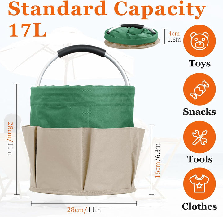2 Stück 17L Faltbarer Werkzeugtasche mit 6 Taschen, Putzmittel Organizer aus 600D Oxford-Gewebe, Gar