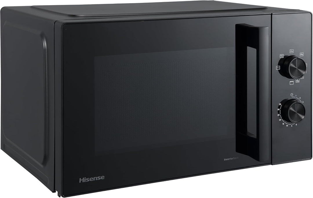 Hisense Inverter-Mikrowelle, 23L, 900W, mit 1000W-Grillfunktion | Schwarz, 5 Leistungsstufen, Kerami
